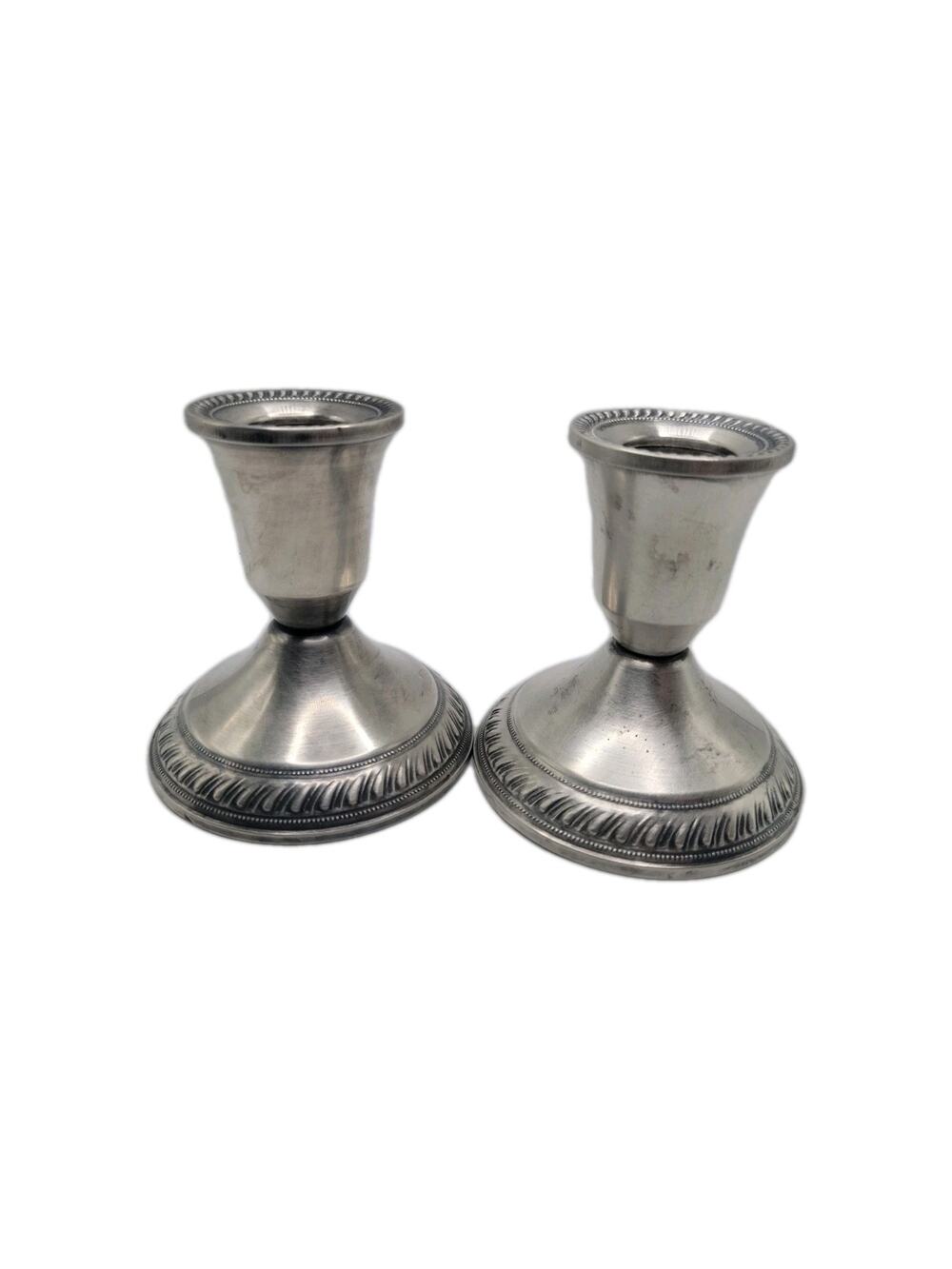 Duchin Creation Sterling Silver Weighted Candlestick Pair 3" H x 3" W
